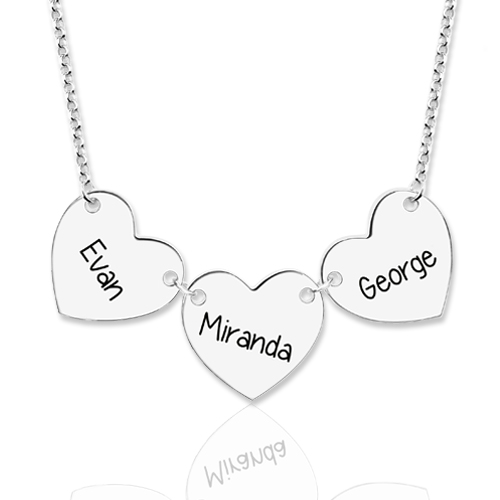 Custom Engraved Heart Necklace Sterling Silver
