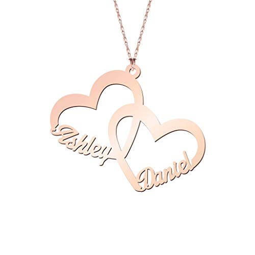 Couple Names Necklace 18k Rose Gold Plated