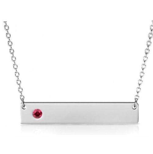 Silver Bar Necklace with Birthstone