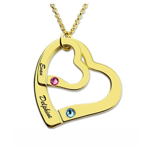 Two Hearts Necklace Gold Plated