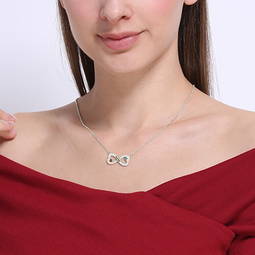 Engraved Silver Infinity Heart Necklace