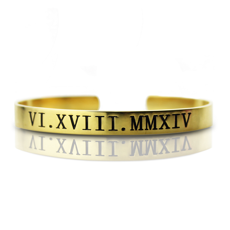 Personalized Roman Numeral Bracelet 18K Gold Plated