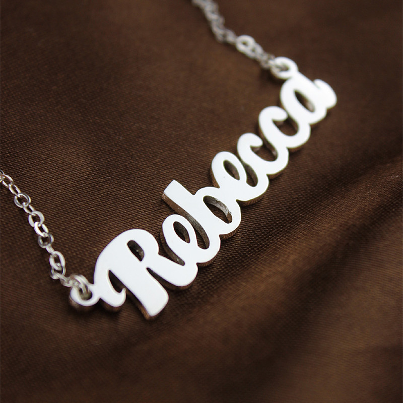 Sterling Silver Puff Font Necklace