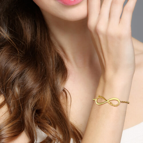 Personalized Infinity Symbol Name Bracelet In Gold