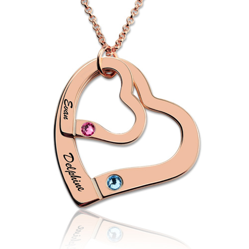 Two Hearts Necklace Rose Gold