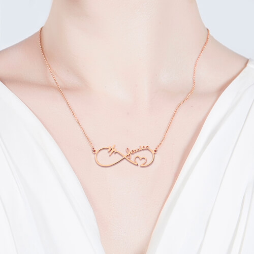 Infinity Heartbeat Necklace In Rose Gold