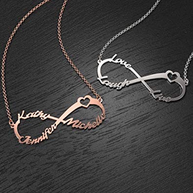 Heart Infinity Necklace Three Names Sterling Silver