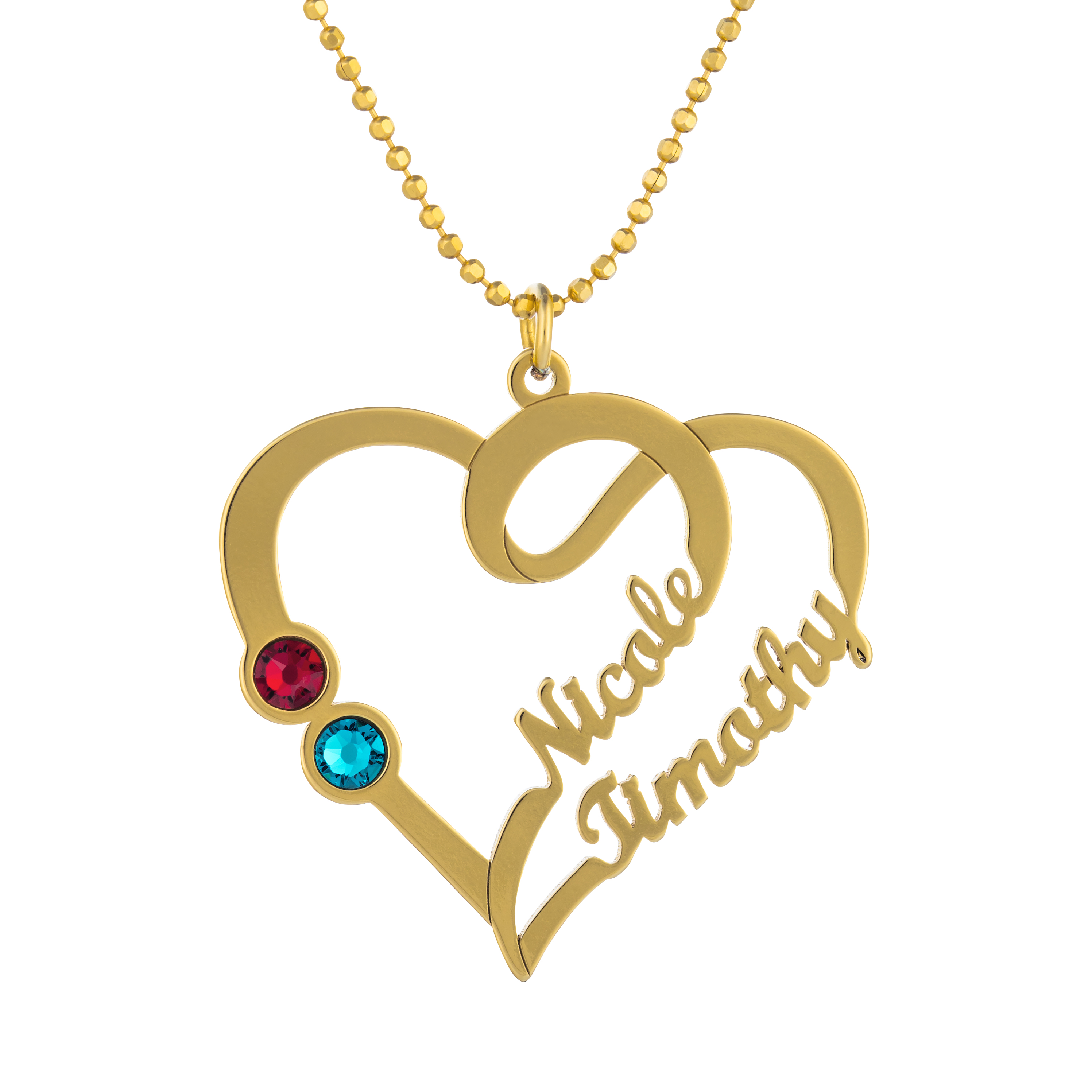 Couple Heart Necklace Gold Plated Silver