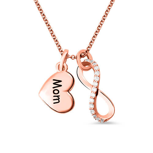 Custom Engraved Infinity Love Necklace In Rose Gold