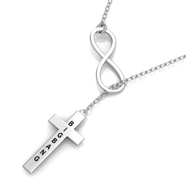 Cross Engraved Bar Necklace 925 Sterling Silver