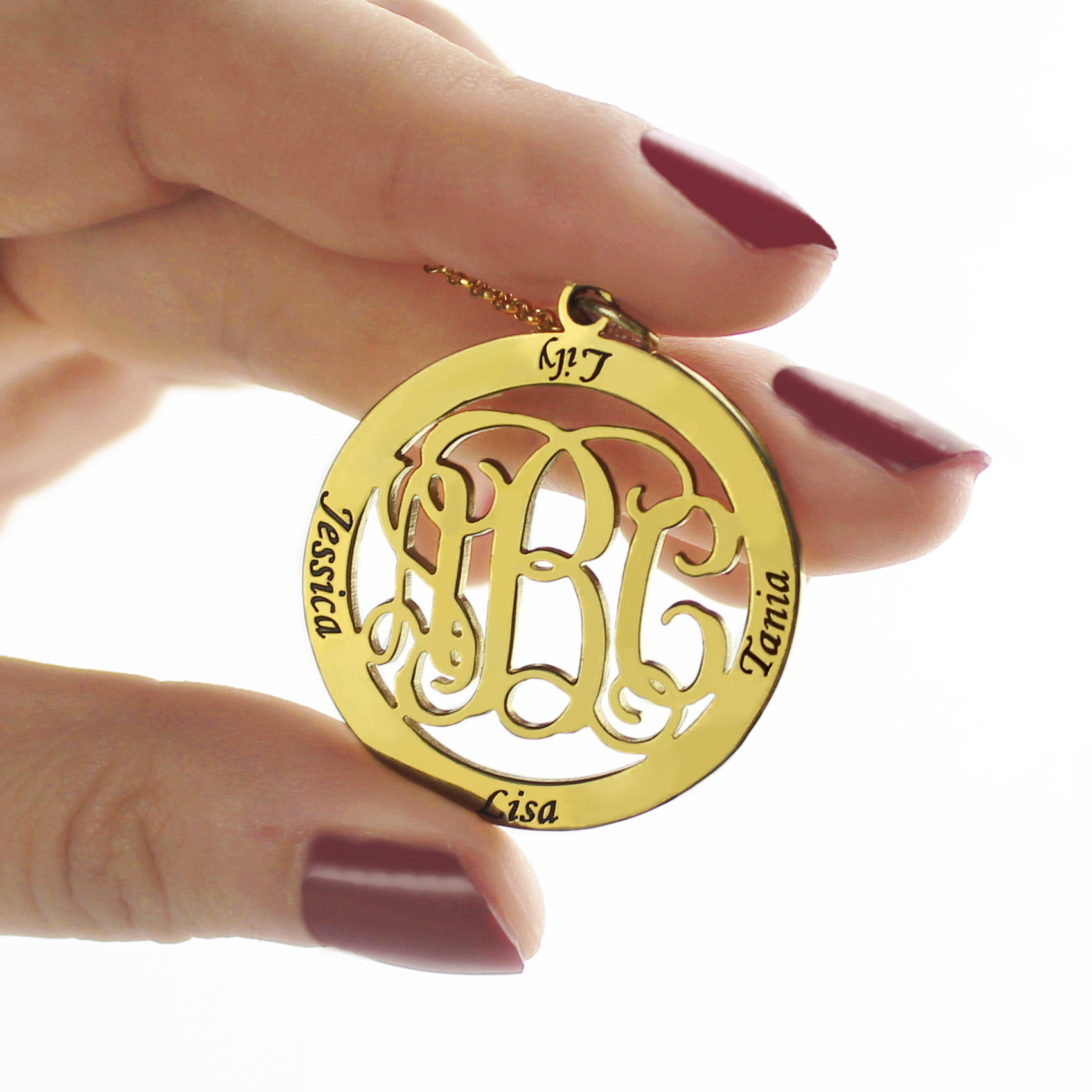 Family Monogram Name Necklace 18K Gold Plated