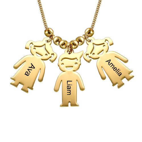 Kids Charms Mother Necklace Gold Plated Silver